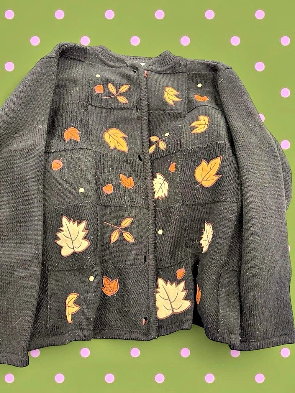 Crystal-Kobe Floral Button-Front Cardigan Black & Orange Small